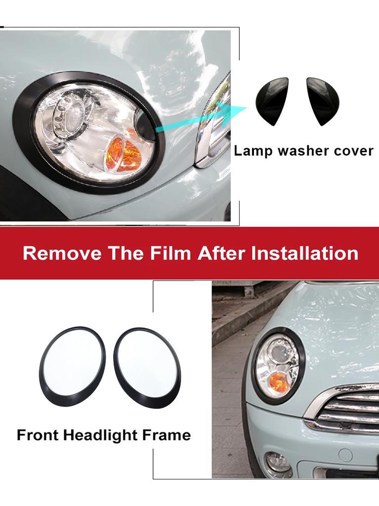Dla MINI Cooper/S/ONE R55 R56 R57 R58 R59  (2. generacja) Czarna Nakładka na Reflektor naklejka akcesoria samochodowe