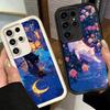 Phone Case for Samsung Galaxy S26 S25 Ultra S24 FE Night Moon Cat Dreamy Art Shell S23 Plus S22 + S21 S20 5G Soft Silicone Funda