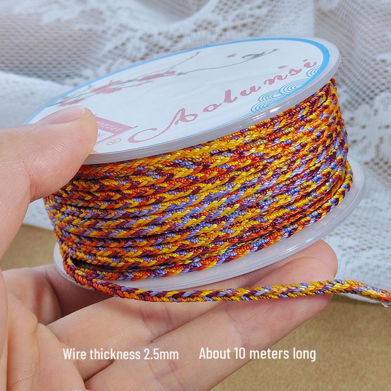 Hand-Woven 2.5mm Ruyi Rope for Jade Pendant Lanyard or Colorful Beaded Bracelet