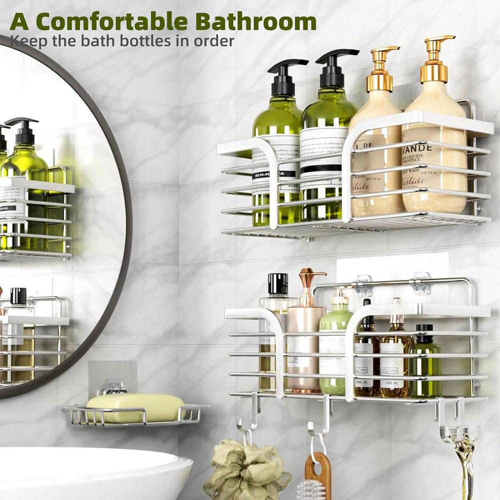 Shower Wall Organizer Wall Adhesive Shower Shelf Load-bearing Shower Storage Shelf No Drill Wall Organizers For Kitchen Bathroom
