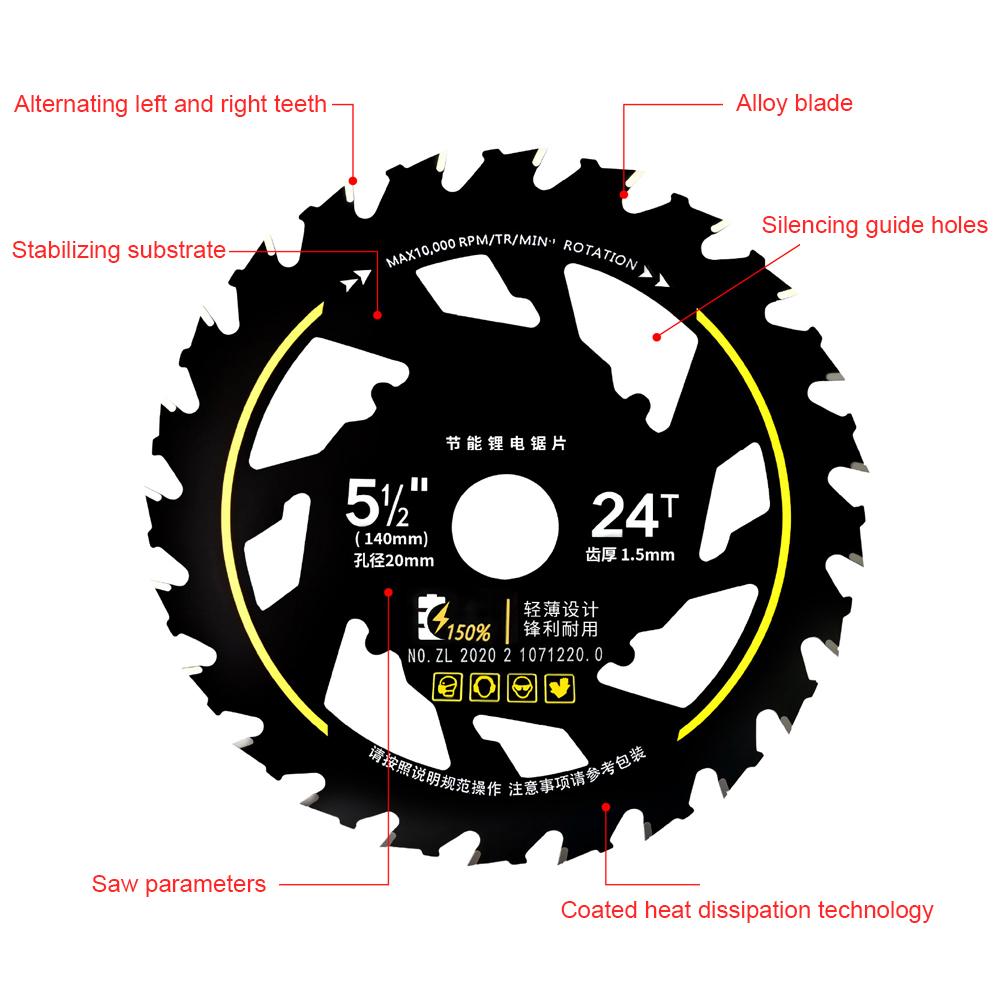 5.5 Inch Energy Saving Saw Blade 10000rpm Alloy Circular Saw Blade Wear Resist Wood Cutting Saw Blades for Hardwood Plywood OSB