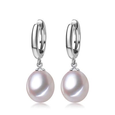 LSOOYH 8-9mm Natural Freshwater Drop Pearl Earrings Silver Color Fashion Cilp Earrings For Women