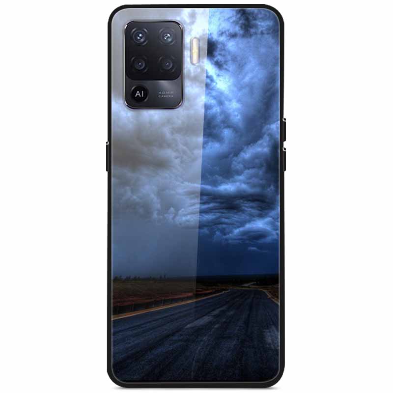 Tempered Glass Case For Oppo Reno5 Lite Hard Back Cover for Oppo Reno 5 Lite Luxury Painted Reno5Lite Funda 6.43'' Shockproof