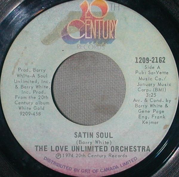 

7inch Record LOVE UNLIMITED ORCHESTRA Satin Soul Just Living It Up 12092162 20th Century Re 1974 Canada SoulFunk Used