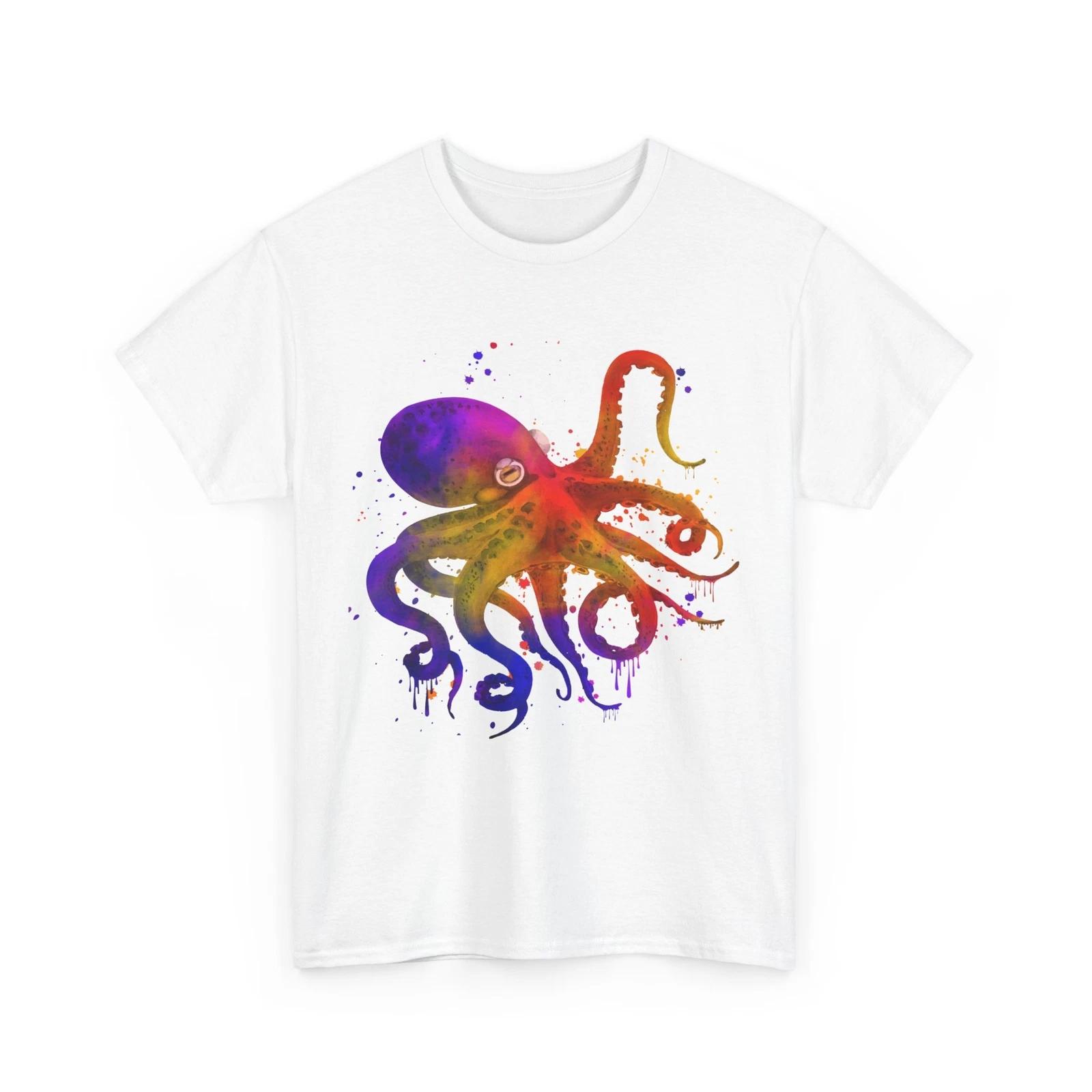 Octopus Shirt, Octopus Ocean Animals Lovers Rainbow Colors Women Men Shirt 3XL