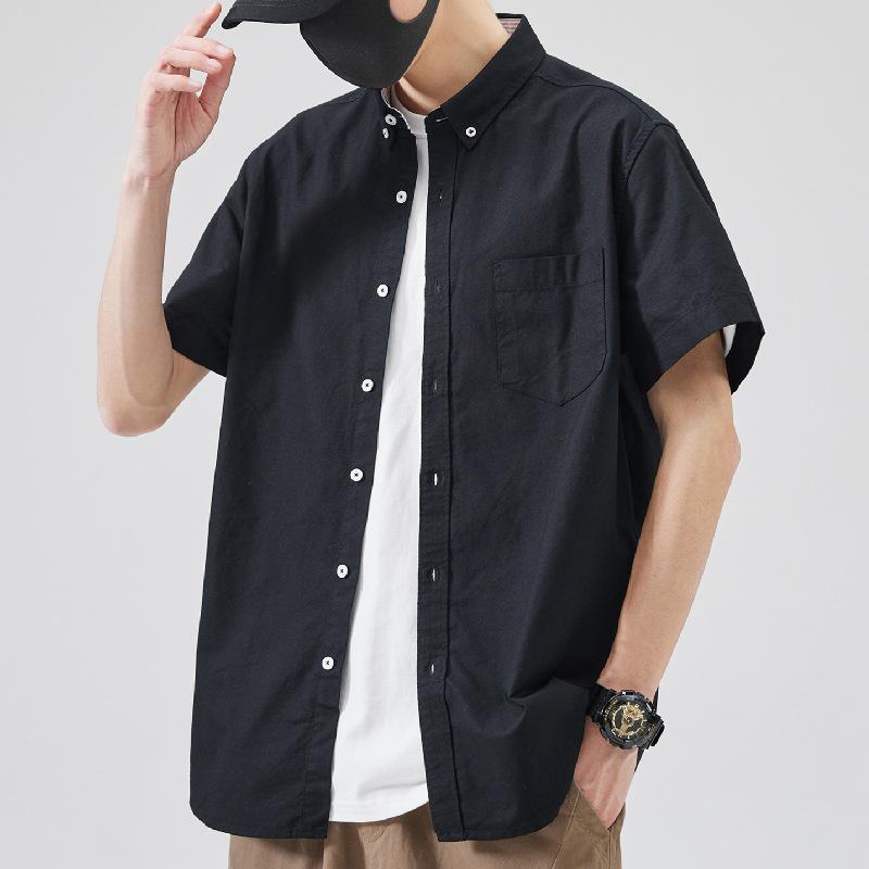 

Мужская хлопковая рубашка в полоску в японском стиле с коротким рукавом - Летняя уличная одежда кэжуал 2XL