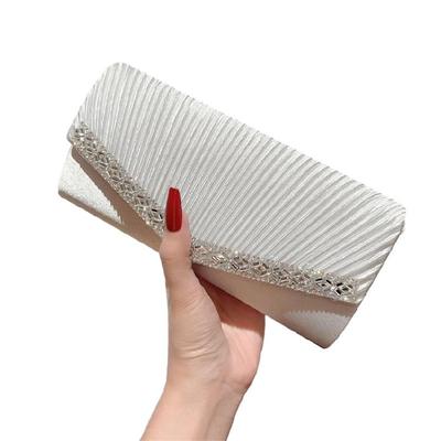 Pleated Evening Bag Wedding Gift Clutch Detachable Chain Shoulder Bags Handbag