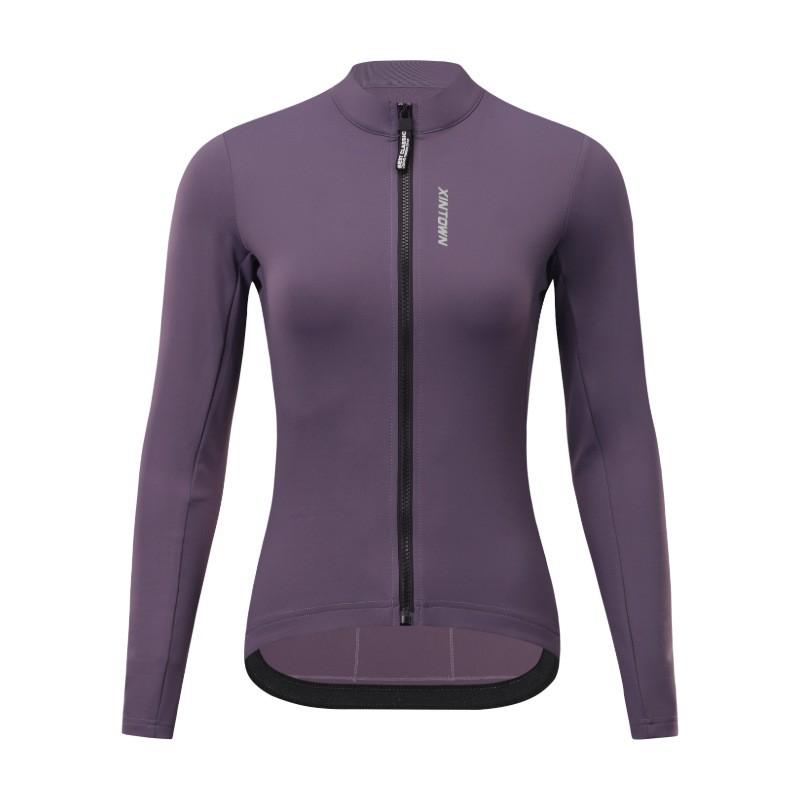 Lightweight Fleece Cycling Long Sleeve Jersey Women Men Riding Apparel Breathable Quick-Dry