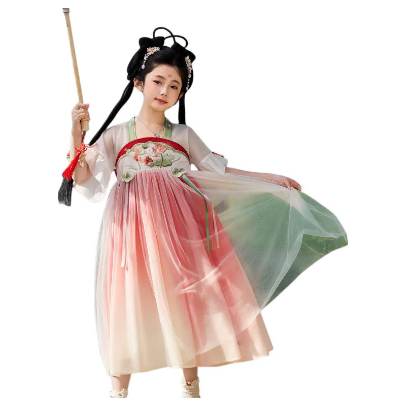 ASK JUNIOR Girls Hanfu Style Summer Princess Dress 160