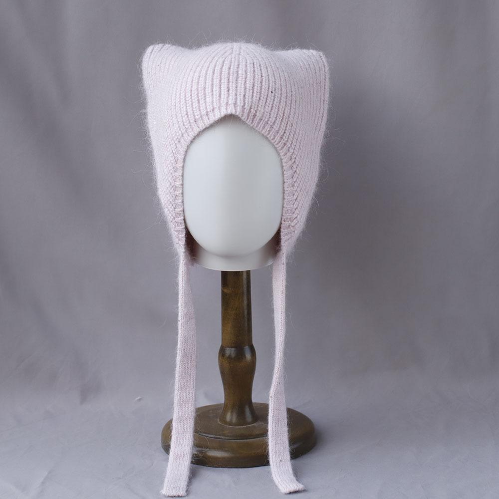 Cute Ear Protection and Warm Cat's ears Rabbit Hair Knitted Hat Fashion Women in Autumn and Winter