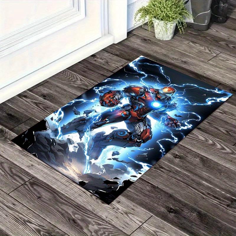 

1pc Iron Man Pattern Area Rug Soft Flannel Floor Mat for Living Room, Office, Bedroom, Outdoor and Camping, Sofa Coffee Table Floor Mat, Dec 60cm by 90cm