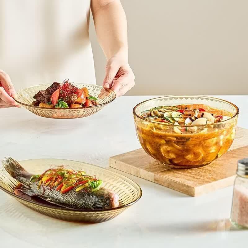 VISIONS Amber Heat-Resistant Glass Dinnerware 8-Piece Set