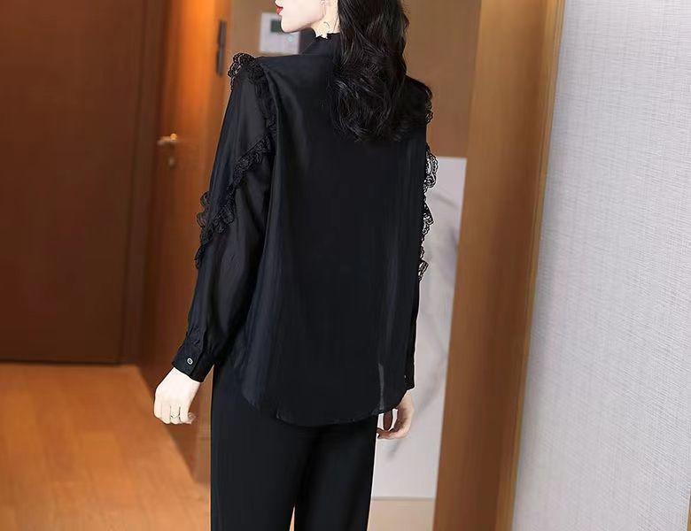 Autumn French Retro Chic Slimming Lace Long Sleeve Women's Top