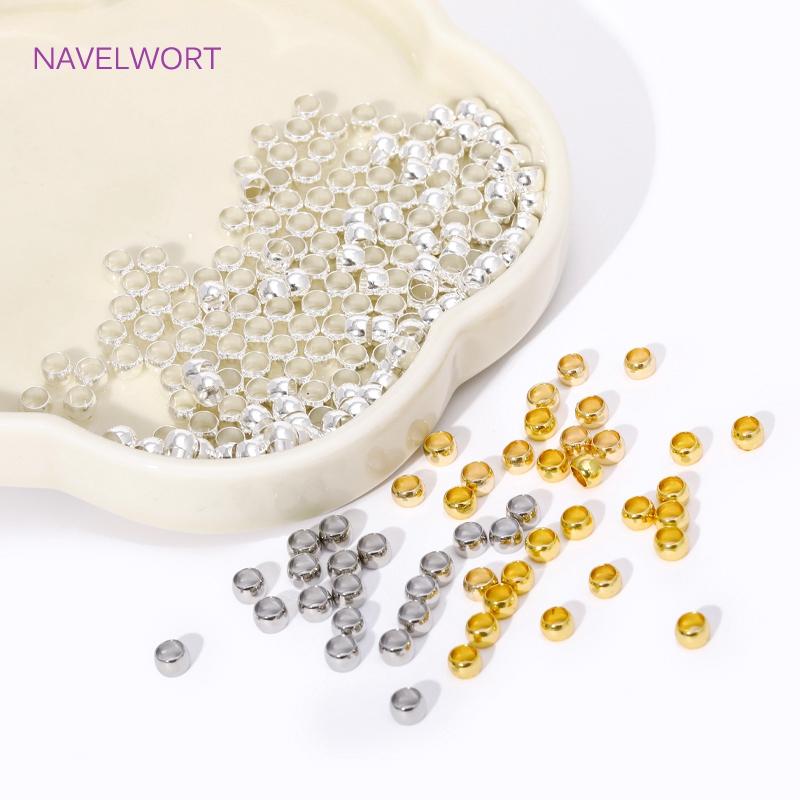 18K Vergoldete 1,5/2/2,5/3/4mm Quetschperlen Messing Kugel Quetsch-Endkappen Für Schmuckherstellung Zubehör DIY Armbänder Zubehör