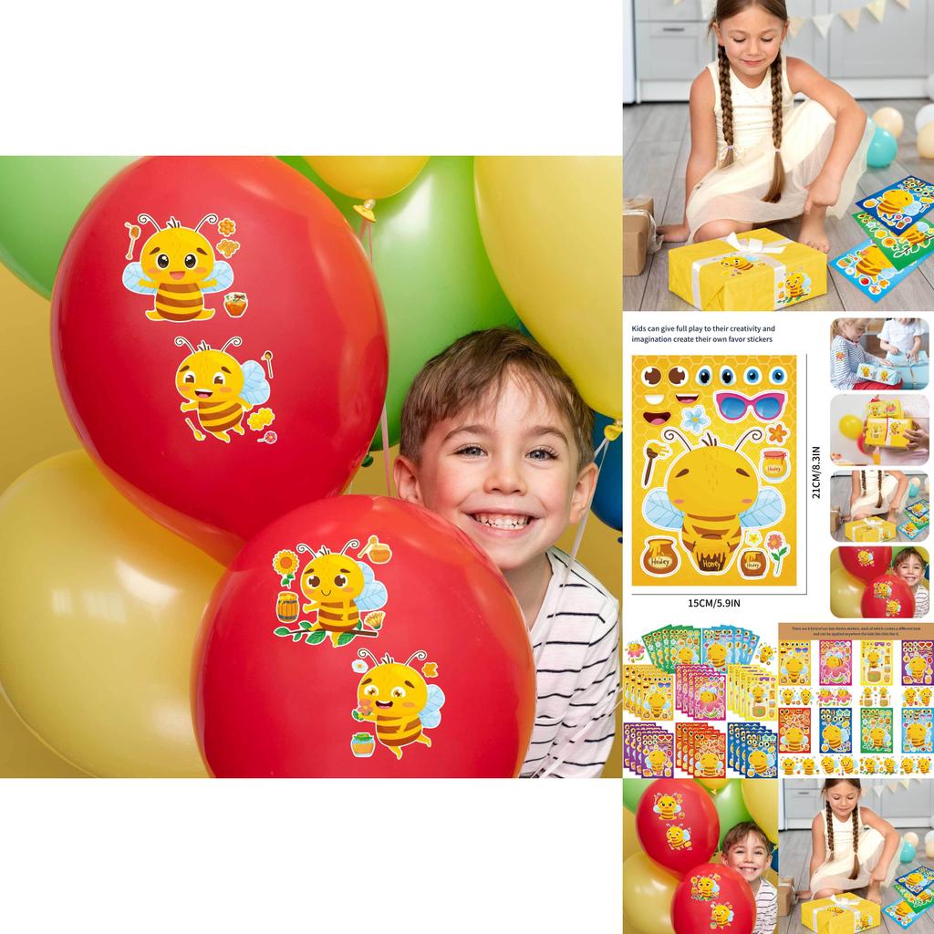Interactive Educational Cartoon Bee Stickers For Kids Creative Diy Fun