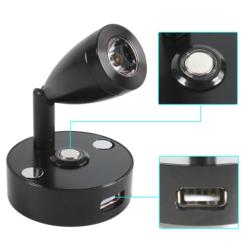 IRV DC12V 24V USB Touch Switch Small Spotlight With Warm Light 2W RV LED Reading Lamp For RV Caravan Camper Trailer Yacht