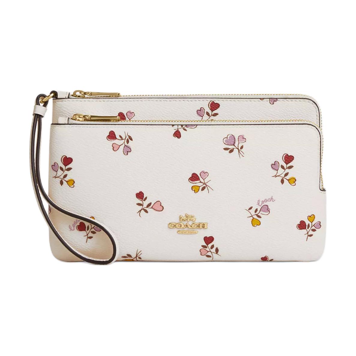 

New COACH Double Zip Wallet Coated Canvas Wallet Women s Gold And Chalk Multicolor CW969-IMCAH 20.3*2.5*12.2CM