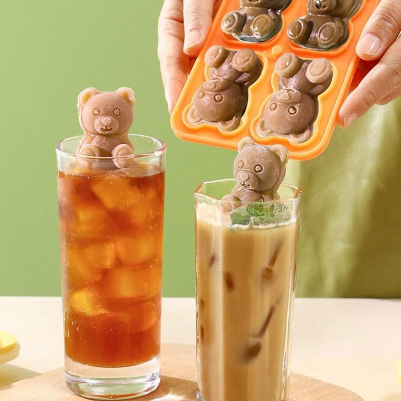 2 Pack Silicone Ice Tray Ice Cube Maker Bear Shape Silicone Ice Molds Ice Maker Silicone Ice Molds Suitable for Ice Cube
