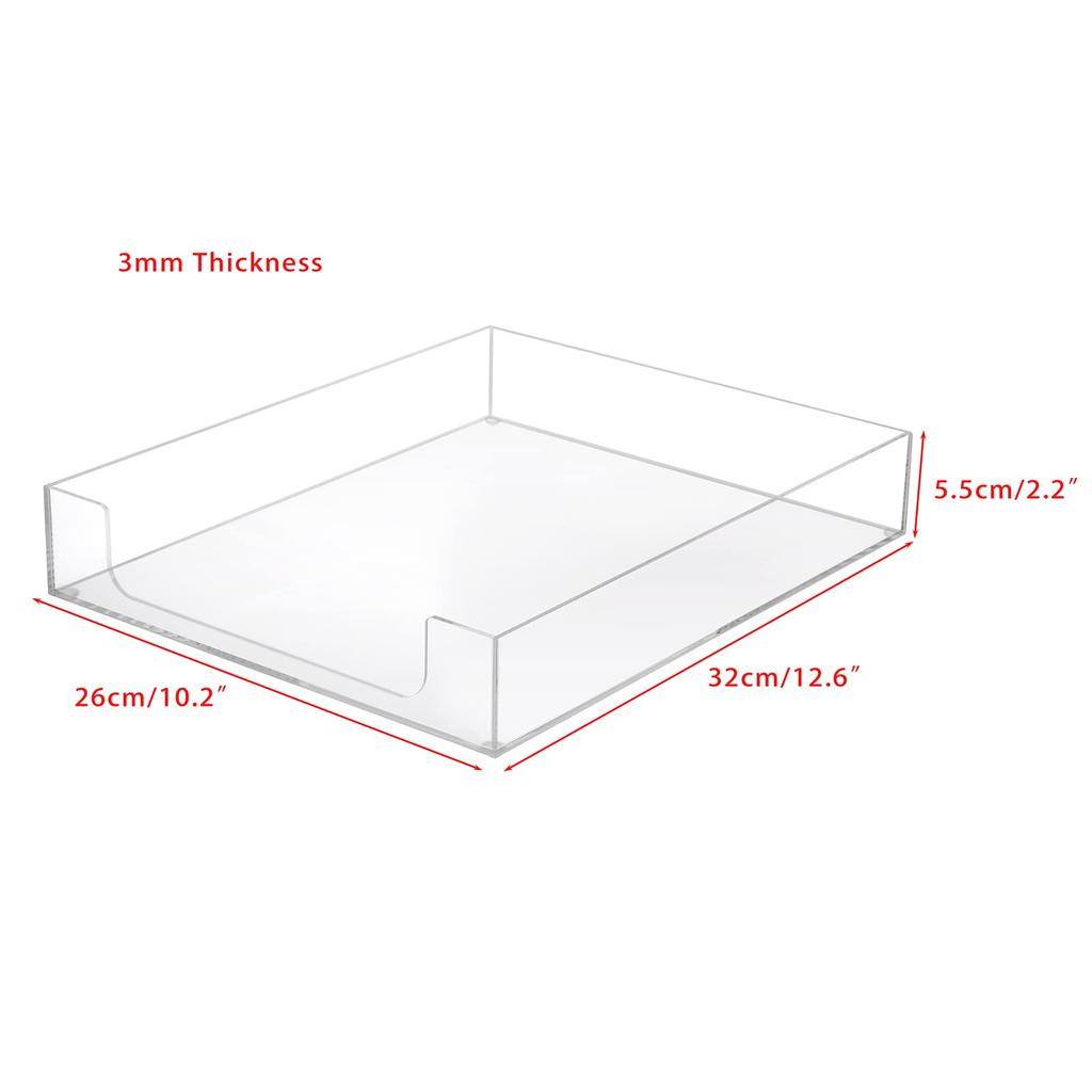 Sumnacon File Tray, Document Tray, Desk Tray, Letter Organizer, Clear Acrylic, Set of 1