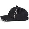 Men Gothic Cat Ear Baseball Cap Chain Iron Ring Outdoor Adjustable Sunscreen Leisure Hat Spring Autumn Travel Tourism Beach Vacation