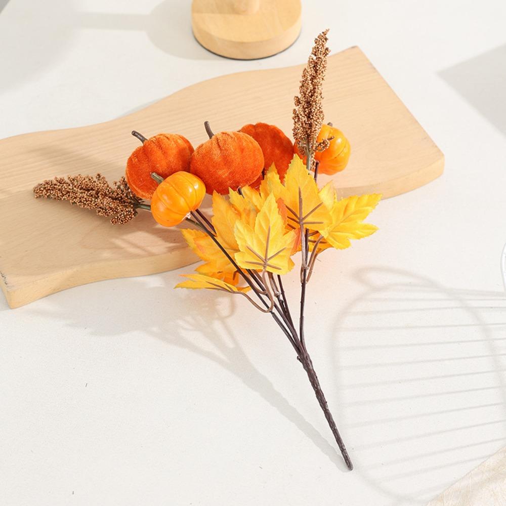 Flannelette Pumpkin Maple Leaf Decor Berry Branches Pumpkin Pumpkin Berry Branches Home DIY Artificial Maple Leaf Ornament