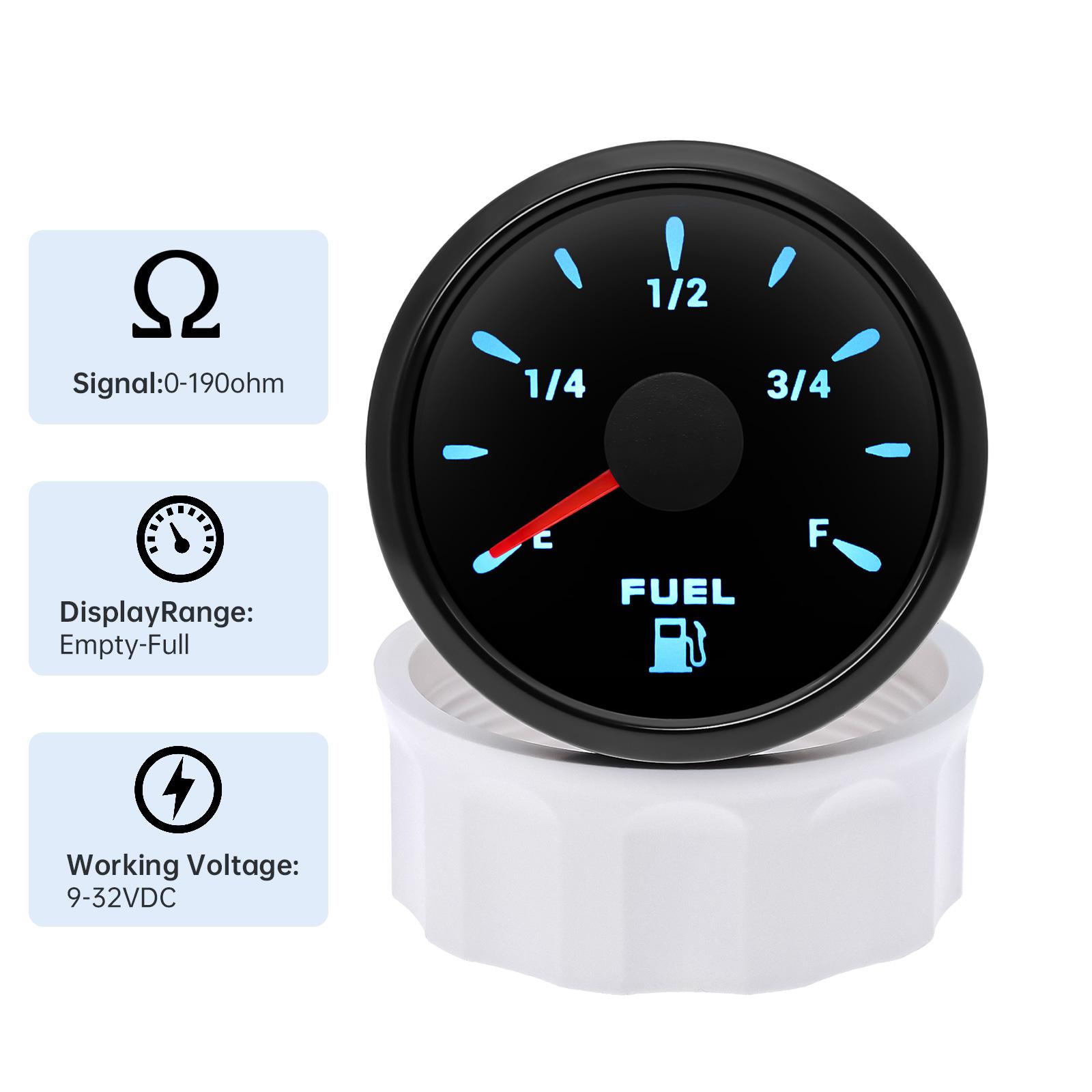 7Color Backlight Fuel Level Tank Oil Level Gauge E-F Pointer Digit Gar Fuel Meter +100MM-500MM Oil Level Sensor for Car Marine Only Gauge