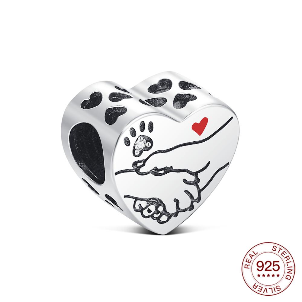 Copper Heart Series Beaded Family Lover Charms Jewelry Making For Original Bracelet Women'S Fashion Jewelry Gifts