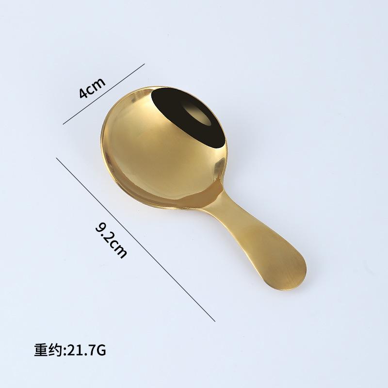304 Stainless Steel Spoon Creative Short Handle Children s Spoon Cute Dessert Ice Cream Spoon Titanium Plated Tea Round Spoon Golden