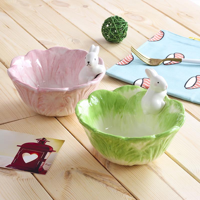 Creative Tableware Cartoon Rabbit Bowls Cute Instant Noodles Ceramic Bowls Household Dishes Dinner Tableware