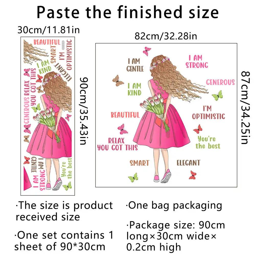 

Акварельные наклейки на стену «Принцесса на Луне» для девочек, настенные наклейки «Бабочка», украшение для спальни, настенные наклейки для детской комнаты