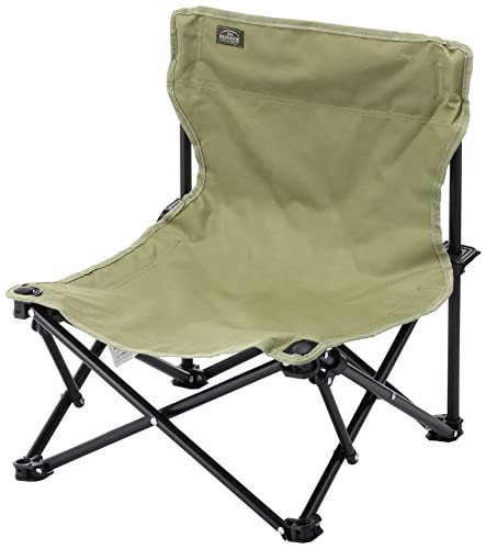 BUNDOK Low Chair, Camping, Compact, Polyester and Steel, BD-117KA, with Storage Case, Khaki
