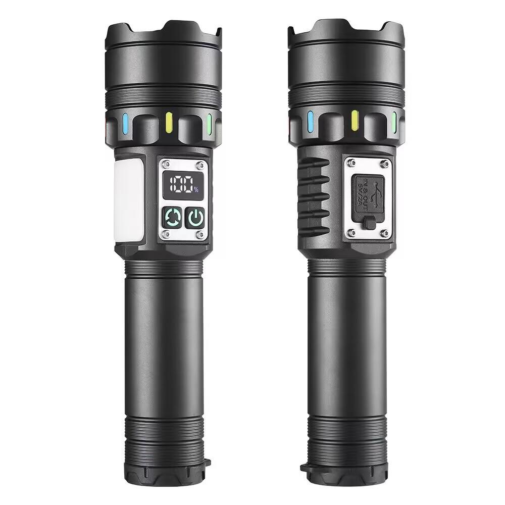 Ultra Bright COB Light Flashlight Multifunctional Type-C Charging LED Flashlight Zoomable White Laser for Outdoor Camping