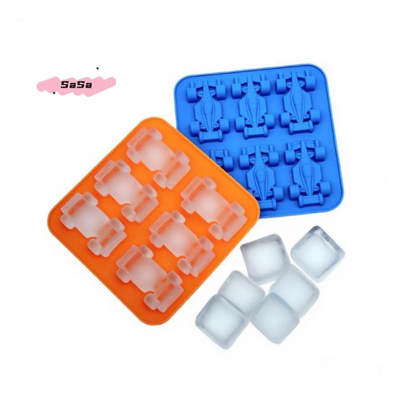 Moule à Glaçons en Silicone 6 Cavités Voiture de Course 3D Formule 1 Moule à Gelée Plateau à Glaçons pour Gobelet pour la Cuisson et le Refroidissement