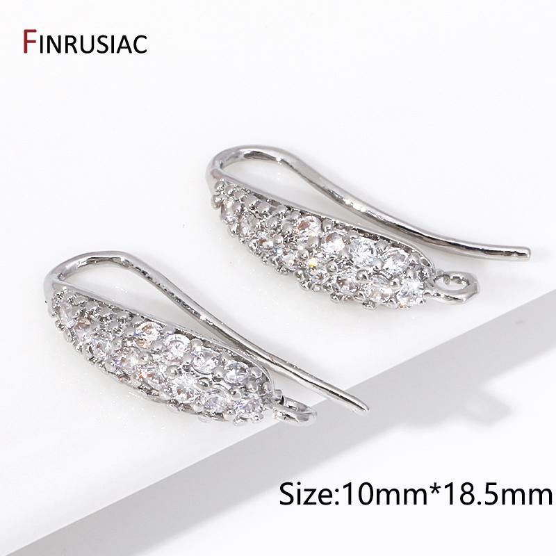 

18K Gold Plated Brass Earwires Inlaid Zircon Earring Hooks Findings For DIY Earrings Making Supplies Accessories 1 Pair