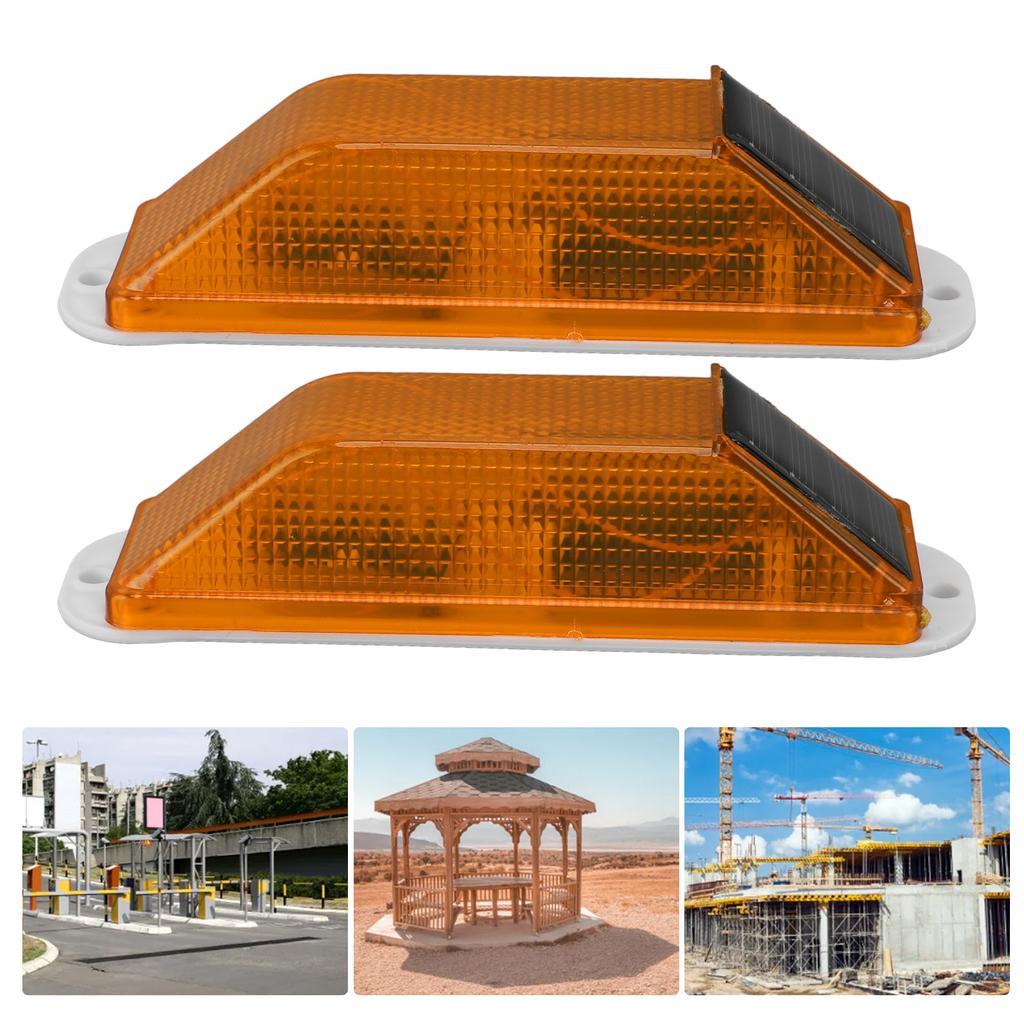 2pcs Solar Strobe Warning Light LED Warning Lamp High Bright Waterproof Light Control Flashing Bcon Barricade Construction Traffic Light