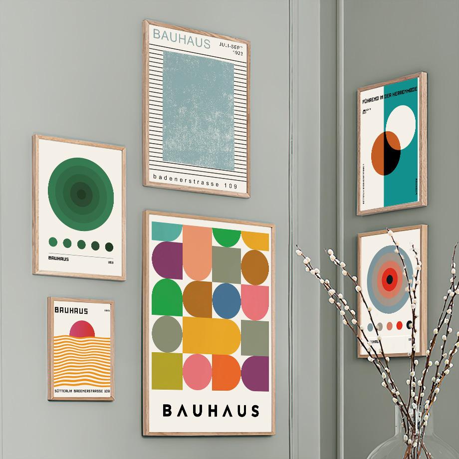 Bauhaus Geometry Color Block Line Wall Art Canva Painting Nordic Posters And Prints Wall Pictures For Living Room Interior Decor