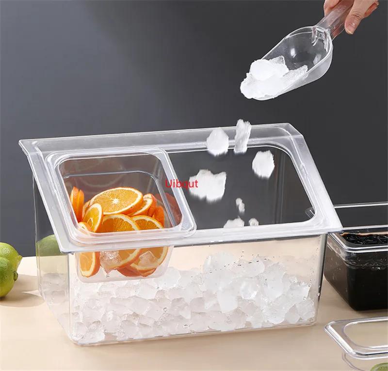 square plastic acrylic transparent box basin tray with lid jam seasoning box milk tea shop gn tray Storage pan with rack tray