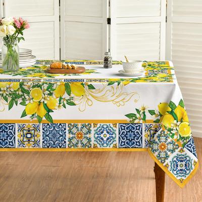 Summer Yellow Lemon Flowers Leaves Waterproof Tablecloth Wedding Party Decor Washable Rectangle Table Cloths Dining Table Decor