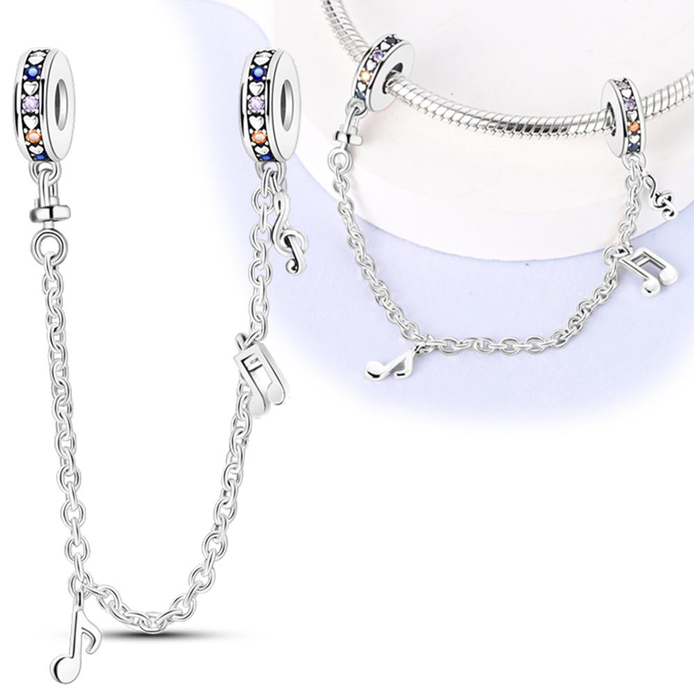 Beads Travel Dream Cute Musical Globe Safety Chain Charms Plata Fit 928 Charms Bracelet Beads Jewelry Gifts for Women