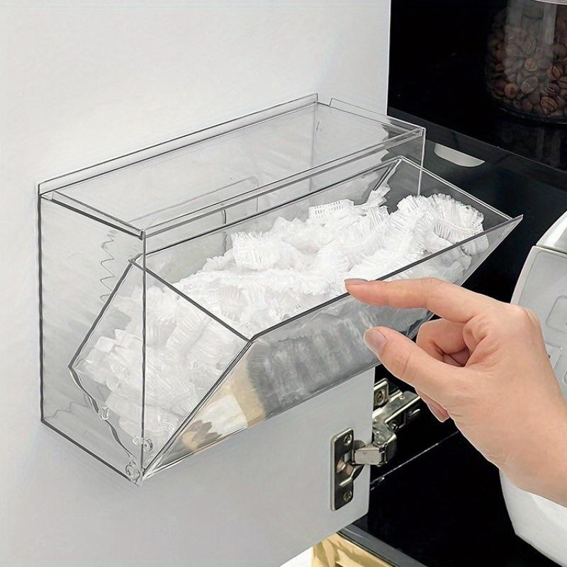 Genomskinlig Självhäftande Förvaringslåda Väggmonterad för 30 Skoskydd 10 Munskydd 5 Nyckelkrokar Skyddsutrustningsdispenser Ingen Borrning Rent Utseende