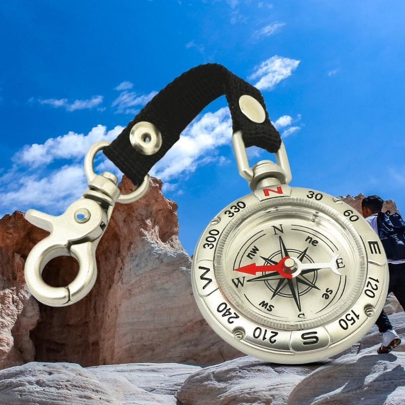 Outdoor Camping Pocket Compasses Zincs Alloy Pocket Compasses With Lanyard Keychain Navigation Tool Climbing Equipment