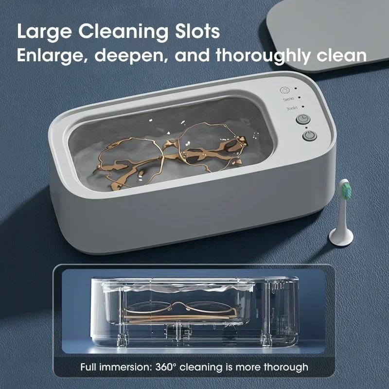 Portable Ultrasonic Cleaner Rechargeable 40KHz Deep Clean for Jewelry Eyeglasses Razors Braces Comb Makeup Brush Etc