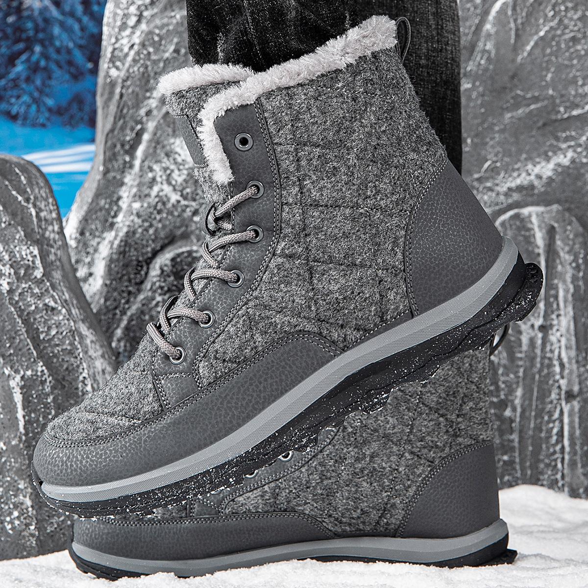 

TUINANLE Men Winter Shoes Snow Boots Cold Winter Women Ankle Boots Non-slip Cotton Shoes Plus Size 45 39 серый