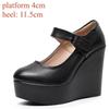 Genuine Leather Shoes Platform Wedges Mary Janes Women Spring 2025 High Heels Pumps for Office Model Chaussure Femme for Mujer