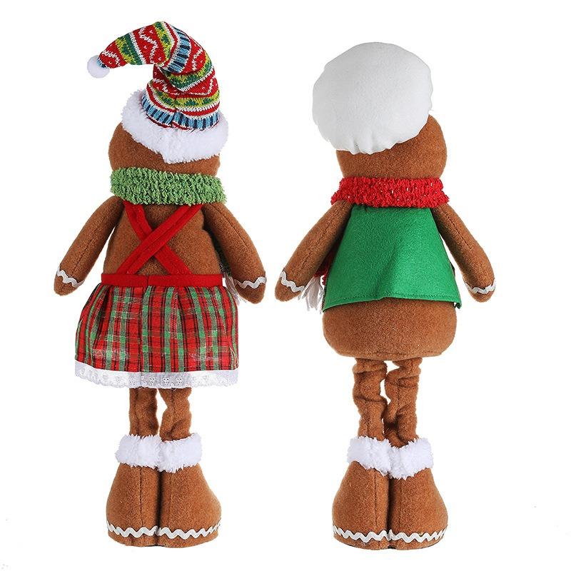 Christmas Gingerbread Man Doll with Stretchable Long Legs & Standable Pose | New Plaid Fabric Ornament for Xmas Tree Home Decor