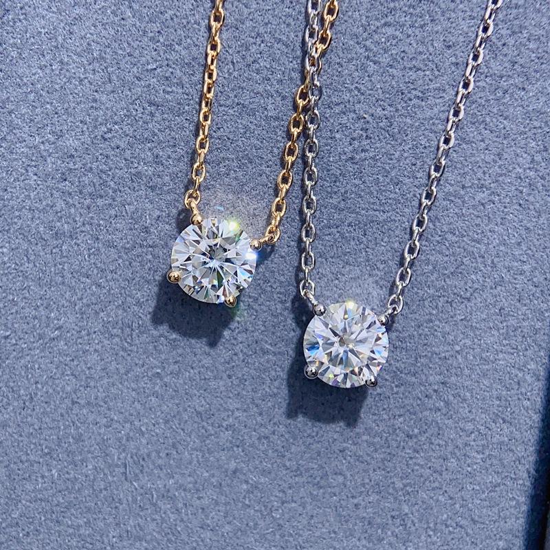 1-3CT Moissanite Diamond Pendant Women's Necklace Original 925 Sterling Silver Jewelry Gold Lady Necklace Chain