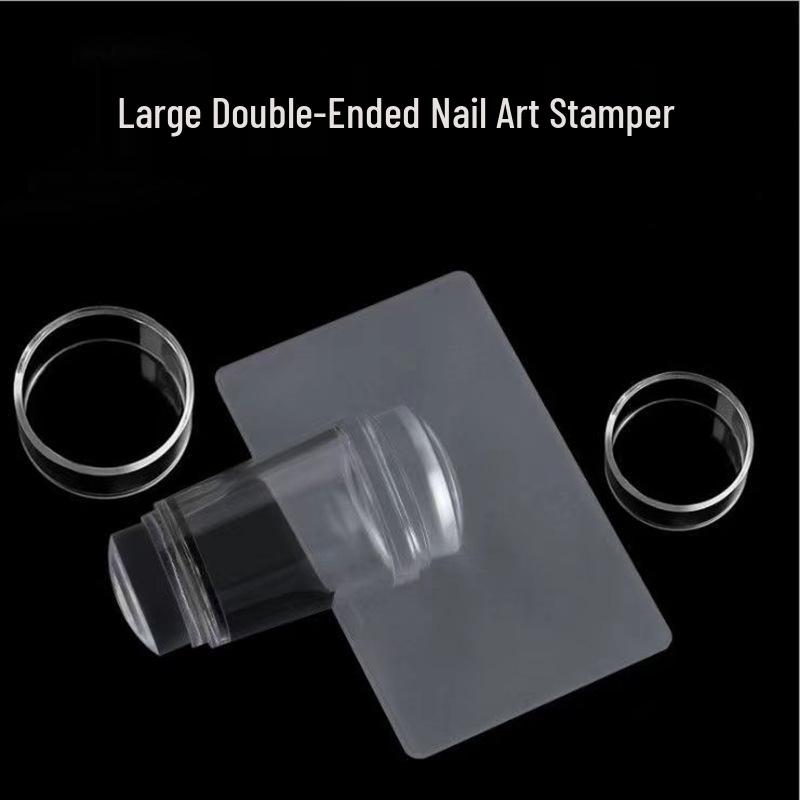 New Transparent Silicone Nail Art Stamper - Single/Double Head with Cap for French Transfer & DIY Printing.