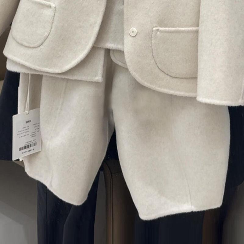 

Korean Kids 2025 Fall/Winter Wool Short Coat & Casual Pants - Off-White, Unisex Size 100