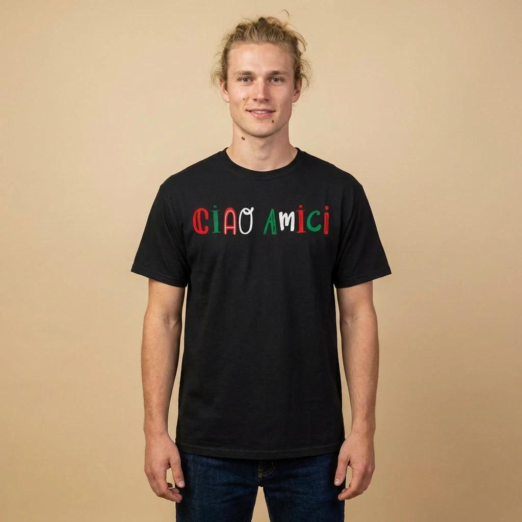 Ciao Amici Hello Friend Italian Flag Colors T-shirt | Cute Italian Ciao Tee 3XL