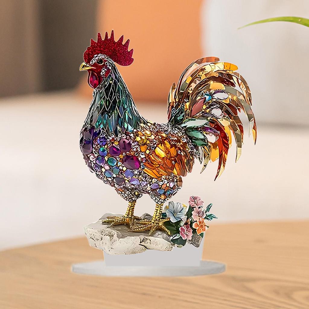 Acrylic Chicken Decor 2D Festive Atmosphere Attractive Unique DIY Table Decoration for Home Businesses Restaurant Corner Cabinet